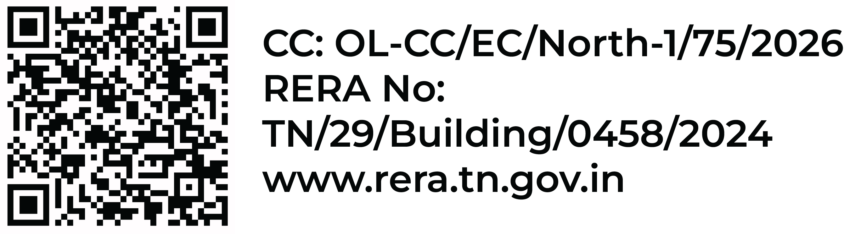 TNRERA QR Code - RERA No: TN/29/Building/0458/2024