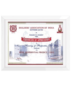 Certificate for Best Residential Project – 2012