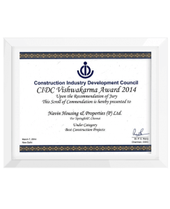 CIDC Vishwakarma Award 2014 – Best construction project – Navins Springfield