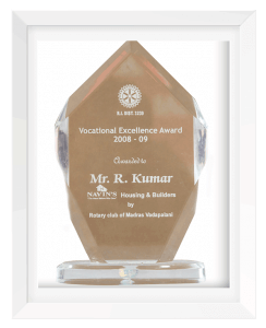 Rotary Club of Medras Vocational Excellence Award – 2008 – 2009